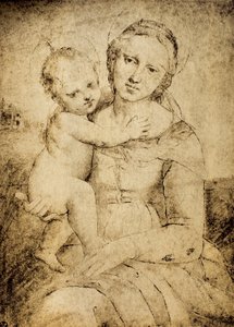 Madonna ve Çocuk, Raphael okulundan çizim, Çizimler ve Baskılar Kabinesi, Uffizi Galerisi, Floransa