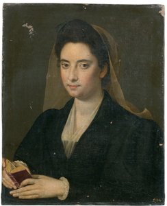 Elinde kitap olan bir bayanın portresi (