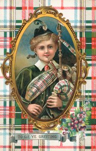 İngiliz Yeni Yıl kartı (renkli taş baskı) by Scottish School