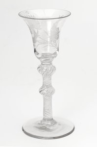 Gravür Jacobite airtwist içme bardağı, c.1760 (cam) by Scottish School
