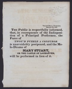 Theatre Royal, Edinburgh, 30 Eylül 1829