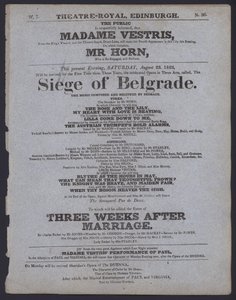 Theatre Royal için tiyatro programı, Edinburgh, 23 Ağustos 1823 (litho)