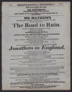 Theatre Royal için tiyatro programı, Edinburgh, 29 Aralık 1825 (litho) by Scottish School