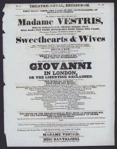 Theatre Royal için tiyatro programı, Edinburgh, 6 Ekim 1829 (litho)