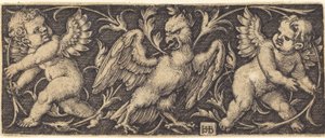 Kartal ve İki Cin ile Süsleme by Sebald Beham