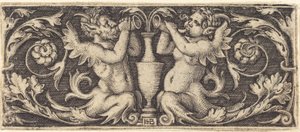 Boynuzları Üfleyen Tritonlarla Süsleme by Sebald Beham