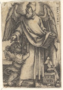 Levha 1: Aziz Matta başı profilde sola dönük, sol altta bir melek..., 1541. by Sebald Beham
