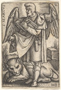 Levha 2: Aziz Mark, başı profilden sola dönük, sağında açık bir kitapla..., 1541. by Sebald Beham