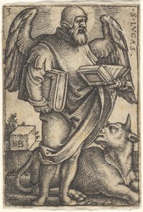 Levha 3: Aziz Luka, başı profilden sağa dönük, her iki elinde birer kitap, b..., 1541. by Sebald Beham
