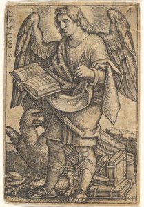 Levha 4: Aziz John, başı dörtte üçü sola dönük, elinde bir kitapla..., 1541. by Sebald Beham