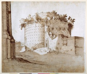 Bir Mozole (kağıt üzerine kalem ve kahverengi mürekkep) by Sebastian Vrancx