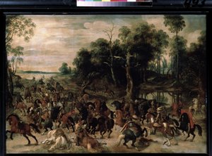 Süvari saldırısı, c.1615 (tahta üzerine yağlı boya) by Sebastian Vrancx