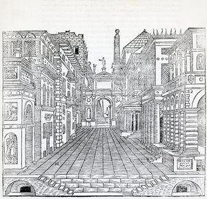 Sihirli sahne, Sebastiano Serlio (1475-1554) tarafından tiyatro sahnesi tasarımı, Treatise on Architecture, Kitap II