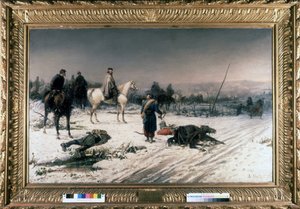 Garibaldi, Dijon'da bir savaş alanında, S. De Albertis'in resmi. 1877. Risorgimento Müzesi. Milano