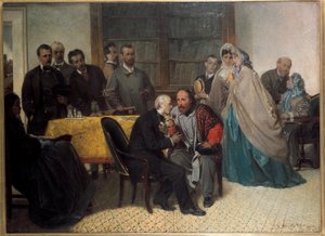İtalyan vatansever Giuseppe Garibaldi, İtalyan yazar Alessandro Manzoni ile tanışıyor (tuval üzerine yağlı boya)