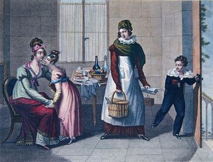 Okuldan Ayrılış, on dokuzuncu yüzyılın başları (renkli litografi) by Sebastien (after) Coeure
