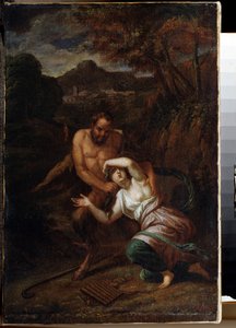 ""Pan et la nymphe Syrinx" (Pan ve Nymph Syrinx) Sebastien Bourdon (1616-1671) tarafından tablo 17. yüzyıl Devlet Açık Hava Müzesi Gatchina Sarayı, Sankt Petersburg by Sébastien Bourdon