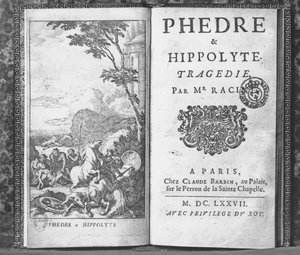 Jean Racine (1639-99) 1677 tarafından 'Phedre'nin başlık sayfası