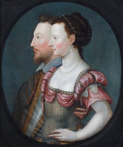 Philip Sydney ve kız kardeşi Lady Pembroke olduğu söylenen bir hanımefendi ve bir beyefendinin profilden portresi (tuval üzerine yağlıboya) by Second School of Fontainebleau