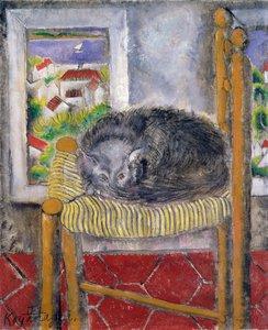Acele sandalyede kedi (tuval üzerine yağlı boya) by Sei Koyanagui