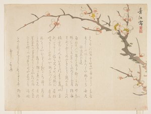 Çiçekli erik, Ocak 1837 (renkli tahta baskı) by Seik Hashimoto