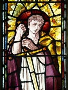 Mortehoe, St Mary, Heaton Butler & Bayne, Selwyn Image, Başmelek St Michael detay, c.1890 by Selwyn Image Selwyn Image