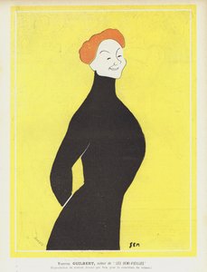 Yvette Guilbert, Fransız kabare şarkıcısı ve aktris. Le Rire için İllüstrasyon by Sem