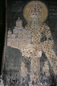 Kral Stephen Uros II Milutin (r.1282-1321) kilise maketi ile, 1311-21