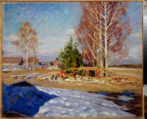Bahar Manzarası - Resim Sergei Arsenyevich Vinograd (1869-1938), tuval üzerine yağlı boya by Sergei Arsenevich Vinogradov