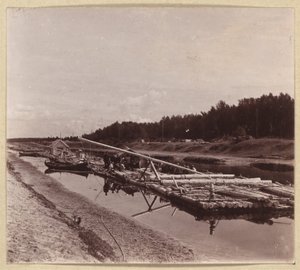 Günlük sallar, Volga-Baltık Su Yolu, Rusya by Sergei Mikhailovich Prokudin Gorskii
