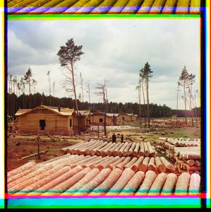 Demiryolu inşaatı için günlükler, Shadrinsk, Sibirya by Sergei Mikhailovich Prokudin Gorskii