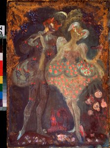 Aşk tanrısı ve bir faun. Sergei Yurievich Sudeykin (Serge Soudeikine) (1882-1946), karton üzerine tempera çalışması. Rus sanatı, 20. yüzyılın başlarında. Tataristan Cumhuriyeti Devlet Sanat Müzesi, Kazan (Rusya). by Sergei Yurevich Sudeikin