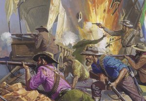 İngilizlere karşı bir mevziyi savunan Boerler by Severino Baraldi