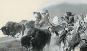 Bufalo Sürüsü (kağıt üzerine guaj)