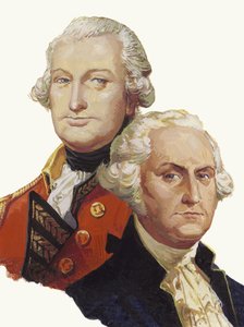 Lord Cornwallis ve George Washington (kağıt üzerine guaj)