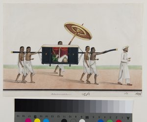 Thomas Holroyd tahtırevanında okuyor, c.1835 (kağıt üzerinde opak suluboya)