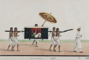 Thomas Holroyd tahtırevanında okuyor, c.1835
