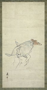 Bir kadın gibi giyinmiş bir tilki by Shibata Gito