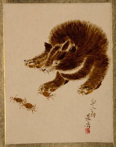 Ayı ve Yengeçler. by Shibata Zeshin