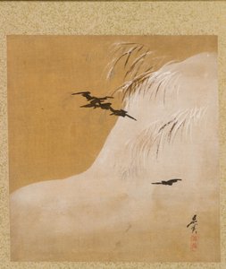 Muhterem Zeshin'in Resim Albümünden Karda Kuşlar by Shibata Zeshin
