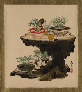 Çeşitli Konularda Lake Tablolar: Bonsai, 1882. by Shibata Zeshin