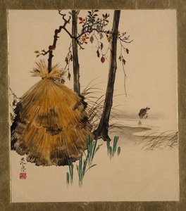 Çeşitli Konularda Lake Tablolar: Serçeli Bir Ağaç için Kar Barınağı, 1882. by Shibata Zeshin