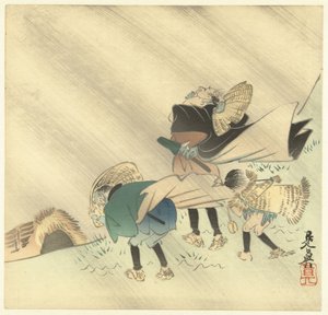 Yolcular fırtınada by Shibata Zeshin