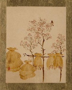 Pirinç Yığınları ve Ağaçlar. by Shibata Zeshin