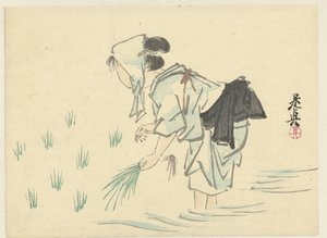 pirinç eken kadın by Shibata Zeshin