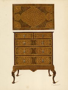 Chest of Drawers Inlaid with Marqueterie (chromolitho) by Shirley Charles Llewellyn Slocombe