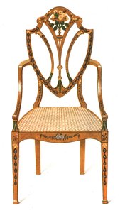 Boyalı Saten Ahşap Sandalye, 1908. by Shirley Charles Llewellyn Slocombe
