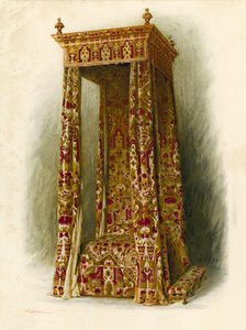 Döşemeli Yatak, Hampton Court Sarayı (chromolitho) by Shirley Charles Llewellyn Slocombe