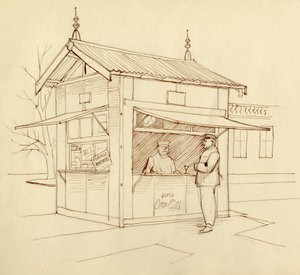 İçecek satan büfe, Paris, Fransa, c1951. by Shirley Markham