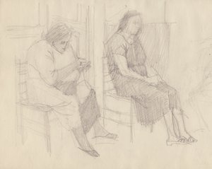 Örgü ören yaşlı kadınlar, İtalya, 1950.